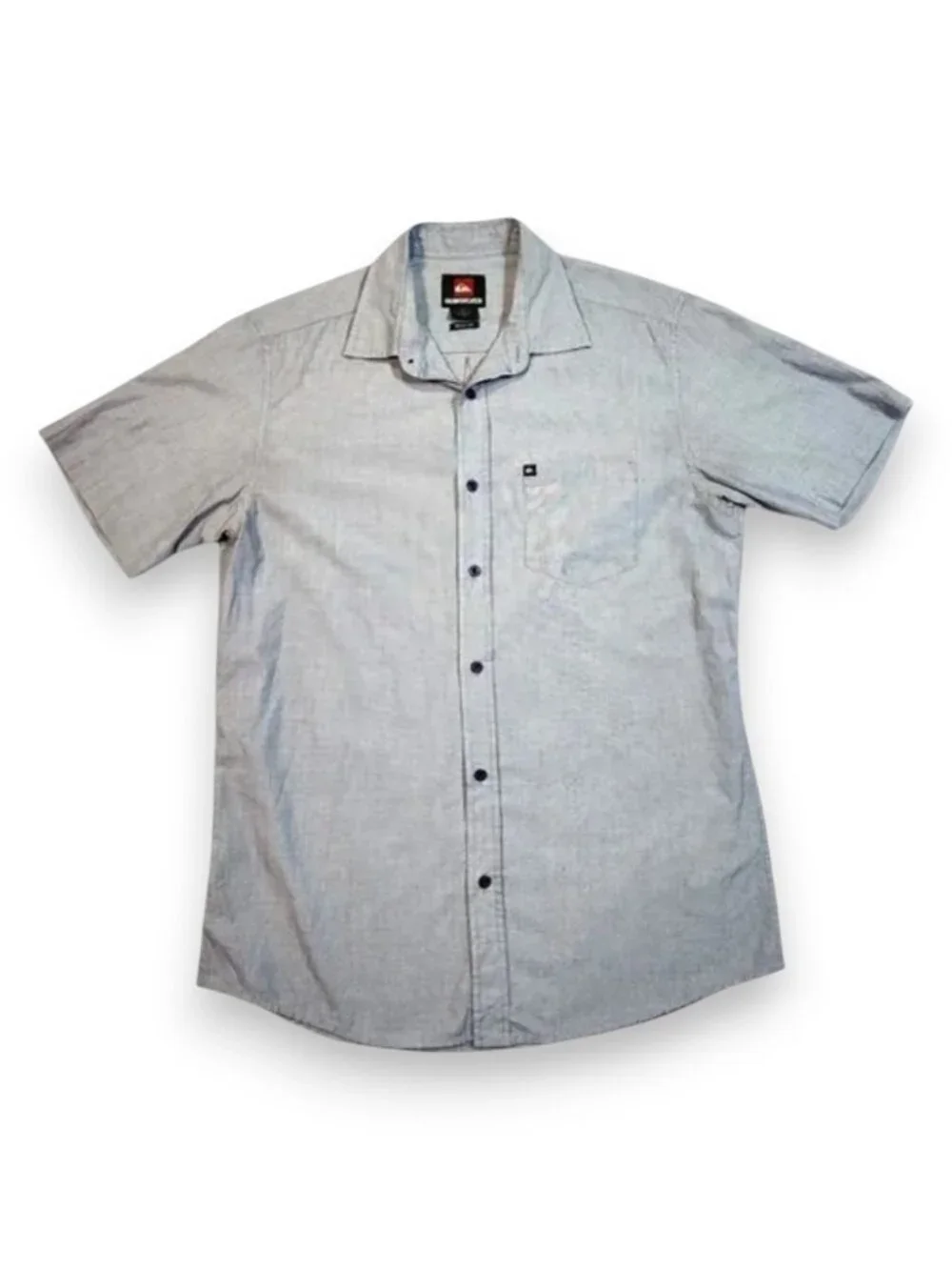 Quiksilver Gray Woven Button Down Shirt Short Sleeve Casual Size Small